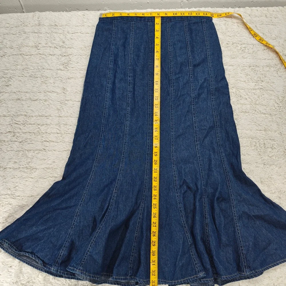 VTG Denim Mermaid Midi Skirt Womens M Studio West Cottagecore Praire Cowgirl - Picture 6 of 11
